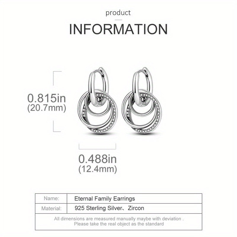 Exquisite 925 Sterling Silver Zircon Pendant Hoop Earrings