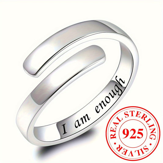 925 Sterling Silver Minimalist Carved Letter Wrap Ring